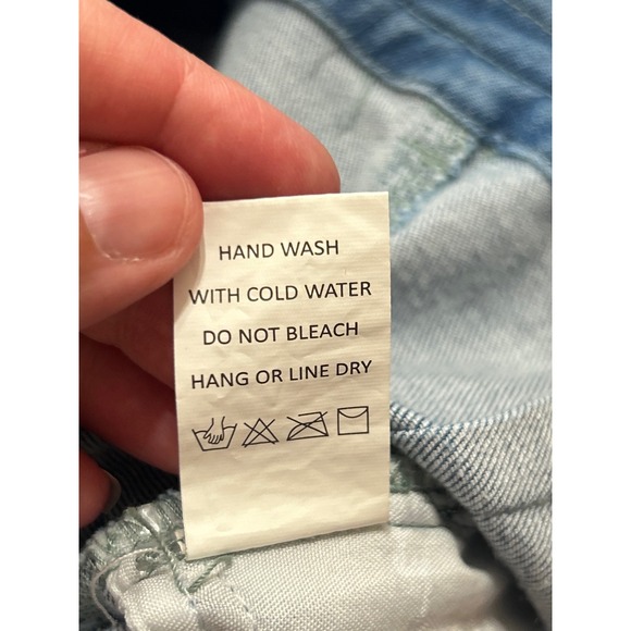 MEBON Denim Utility Jumpsuit Shorts Set Belted Zip Front Short Sleeve Women's M - Picture 8 of 12